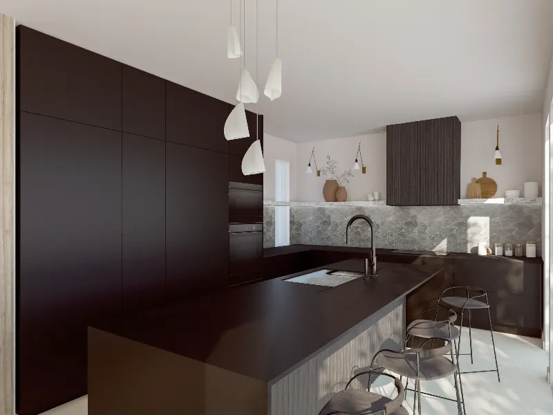 Cuisine réalisée dans un chalet neuf à Mont-Tremblant